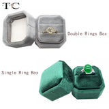 Double Rings Box Display Jewelry Gift Holder Wedding Engagement Ring