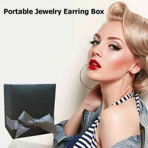 Portable Earrings Storage Box Necklace Bracelet Ribbon Jewelry Case