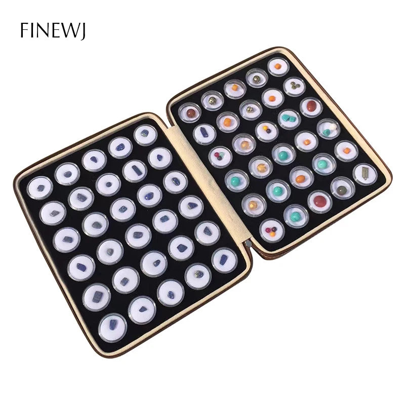 Gemstone Collector Zipper Bag Charms Display Round Box Storage Container