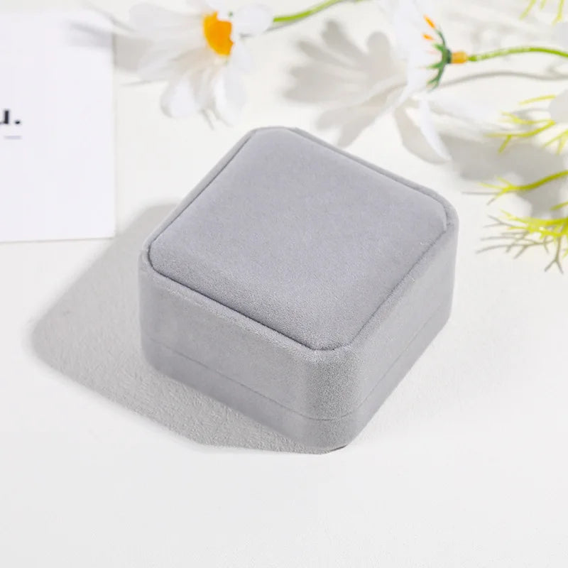 Portable Gray Flannel Box Jewelry Display Ring Box Pendant Necklace Storage