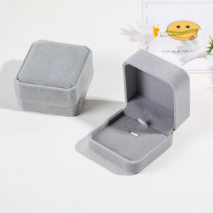 Portable Gray Flannel Box Jewelry Display Ring Box Pendant Necklace Storage