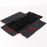 Portable Gray Velvet Jewelry Display Set Travel Roll Bag