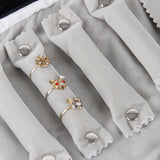 Portable Gray Velvet Jewelry Display Set Travel Roll Bag