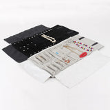 Portable Gray Velvet Jewelry Display Set Travel Roll Bag