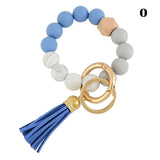Portable House Car Keys Ring Holder Elastic Beaded Silicone Bracelet Bangle