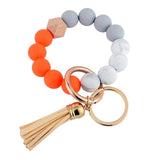 Portable House Car Keys Ring Holder Elastic Beaded Silicone Bracelet Bangle