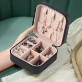 Portable Jewelry Box Zipper Travel Storage For Earrings Rings H9
