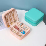 Portable Jewelry Box Earring Ring Holder PU Leather Necklace Zipper Case