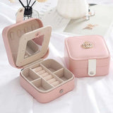 Portable Jewelry Box Travel Jewelry Case Leather Storage Zipper