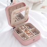 Portable Jewelry Box Travel Jewelry Case Leather Storage Zipper