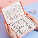 Portable Jewelry Box Organizer with 6 Hooks Single Layer