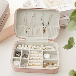 Portable Jewelry Box Organizer Travel Case PU Leather Jewelry Storage Box