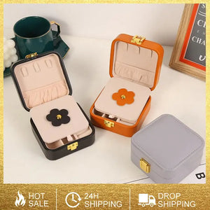 Portable Leather Jewelry Box Travel Storage Holder