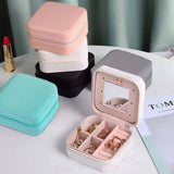 Portable Jewelry Box w/ Mirror Travel Case PU Leather Storage