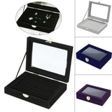 Velvet Jewelry Display Box Organizer Grids Rings Earrings Travel Case