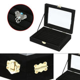 Velvet Jewelry Display Box Organizer Grids Rings Earrings Travel Case