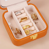 Portable Jewelry Display Organizer PU Leather Storage Box with Mirror