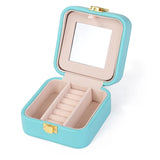 Portable Jewelry Display Organizer PU Leather Storage Box with Mirror