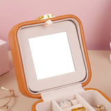 Portable Jewelry Display Organizer PU Leather Storage Box With Mirror