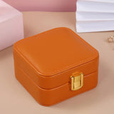 Portable Jewelry Display Organizer PU Leather Storage Box With Mirror