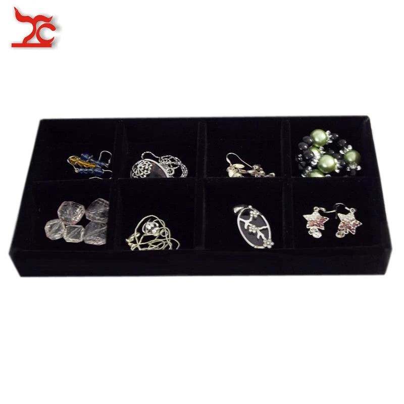 Velvet Jewelry Display Tray Earring Ring Organizer 11*22CM