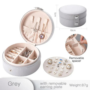 Portable Jewelry Organizer PU Leather Ring Earring Necklace Storage Display