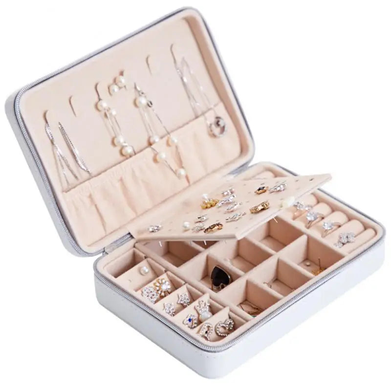 Portable Jewelry Organizer Girl Display Case Earrings Ring Storage