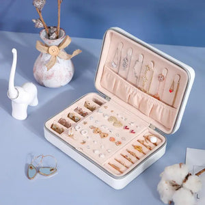 Portable Jewelry Organizer Girl Display Case Earrings Ring Storage