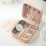 Portable Jewelry Organizer PU Leather Display Case Earrings Ring Necklace