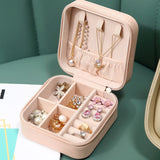 Portable Jewelry Organizer PU Leather Display Case Earrings Ring Necklace