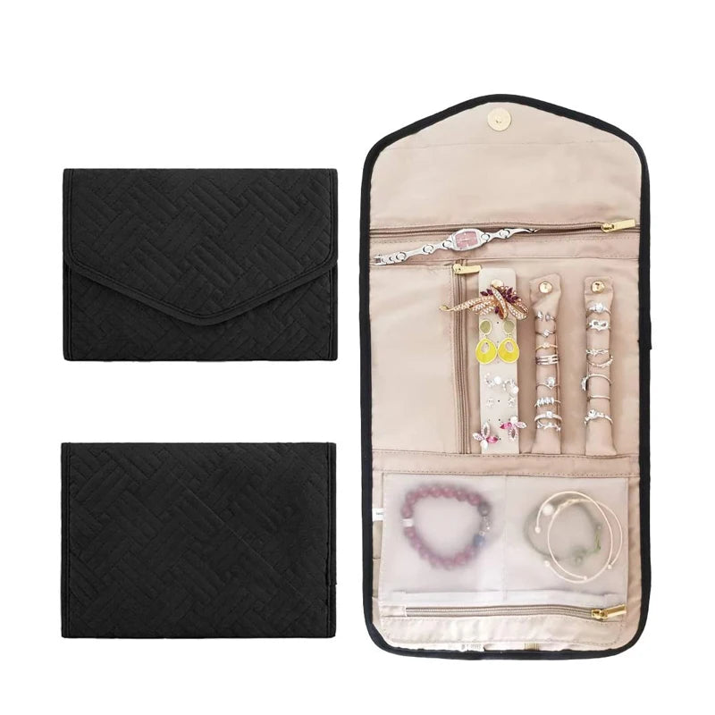Portable Jewelry Storage Bag Foldable Travel Jewelry Accessories Storage Roll
