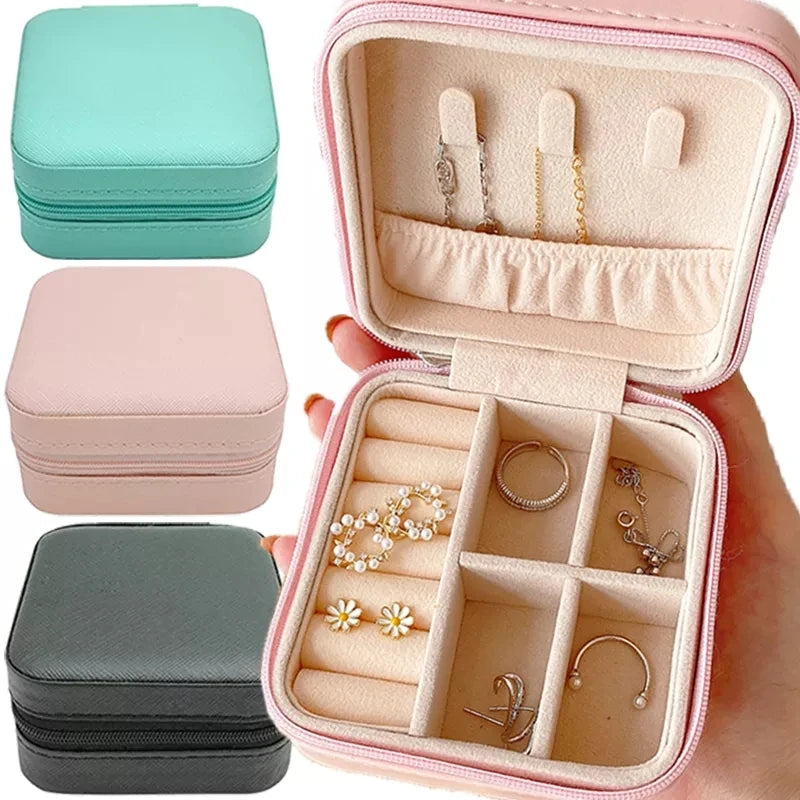 Portable Jewelry Storage Box Organizer Travel Necklace Ring Display