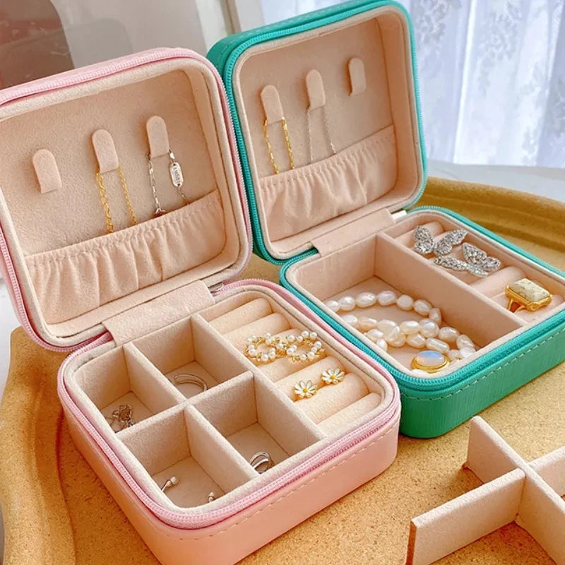 Portable Jewelry Storage Box Organizer Travel Necklace Ring Display