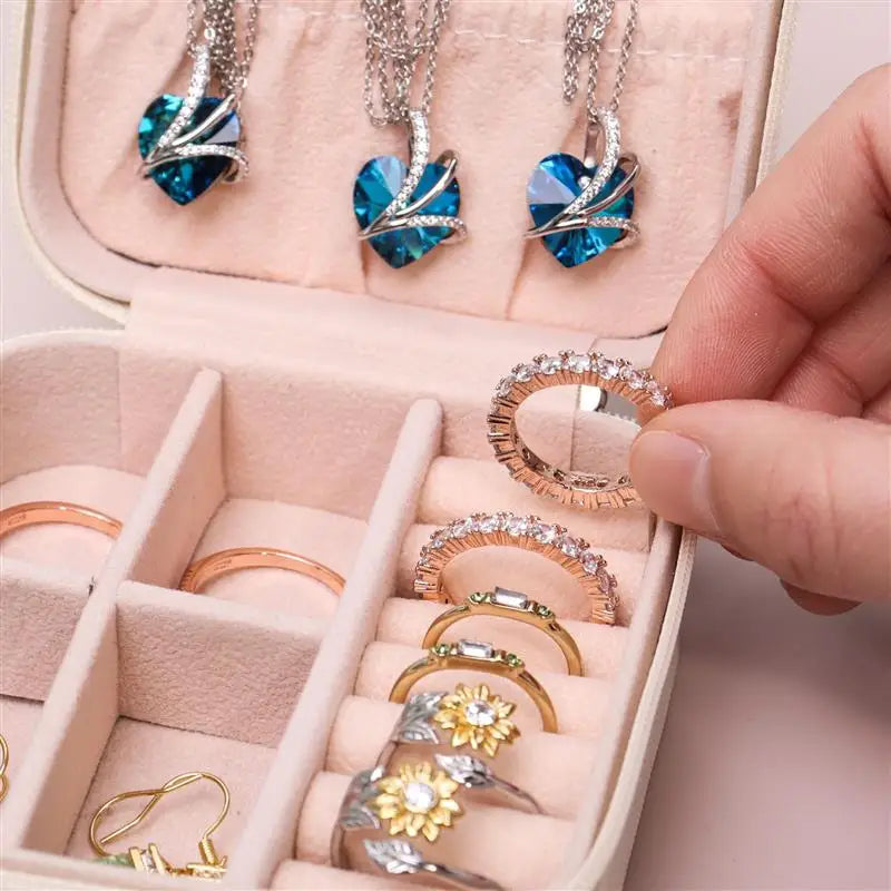 Portable Jewelry Storage Box Travel Organizer Earrings Necklace Ring