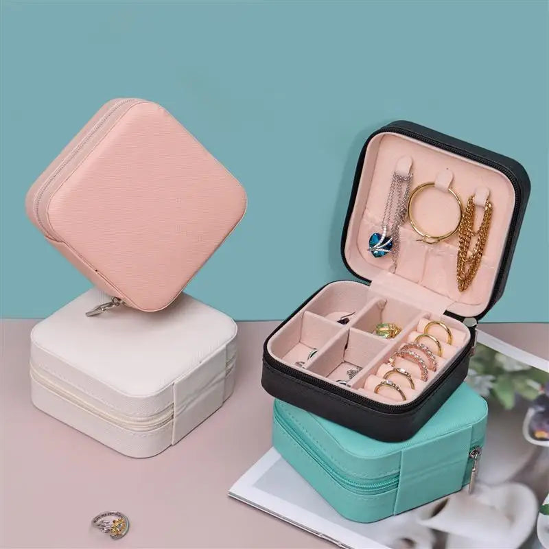 Portable Jewelry Storage Box Travel Organizer Earrings Necklace Ring Display