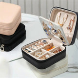 Portable Jewelry Storage Box Organizer Travel Case Leather Ring Necklace Storage