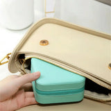 Portable Jewelry Storage Box Organizer Travel Case Leather Ring Necklace Storage