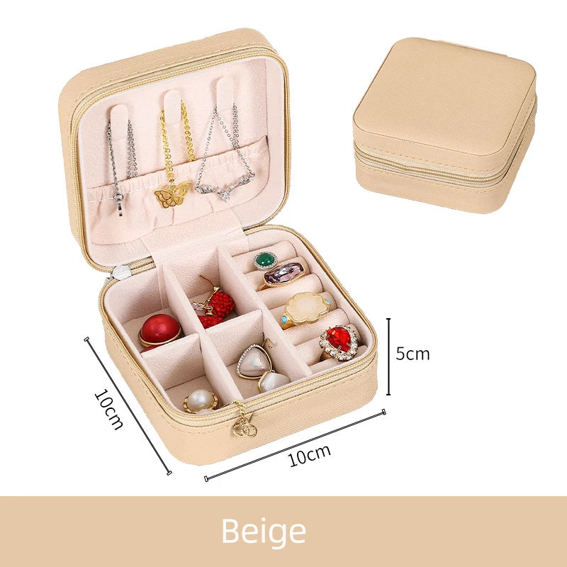 Portable Jewelry Storage Box Multicolor Leather Travel Organizer
