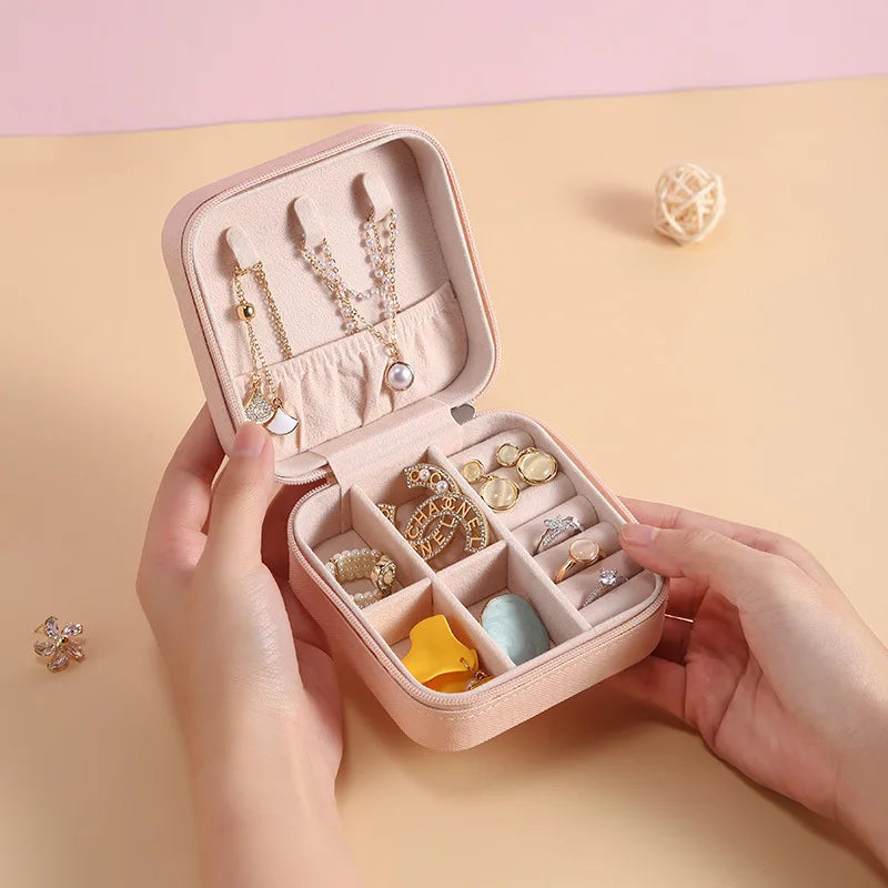 Portable Jewelry Storage Box Multicolor Leather Travel Organizer