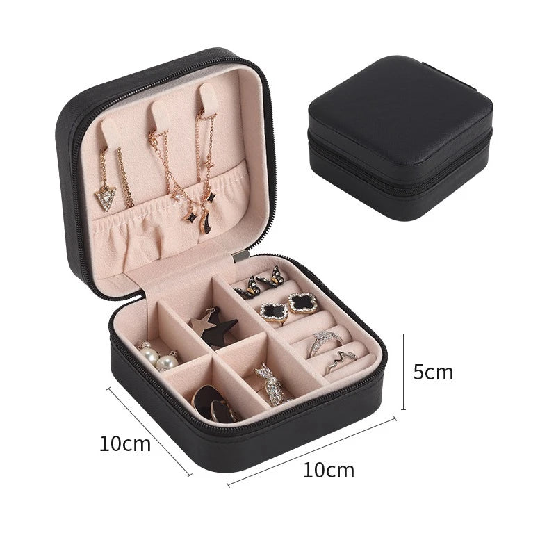 Portable Jewelry Storage Box Travel Organizer Jewelry Case Leather Storage