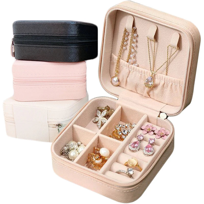Portable Jewelry Storage Box Leather Jewellery Holder