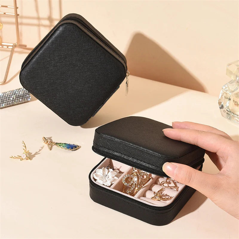 Portable Jewelry Storage Box Leather Jewellery Holder