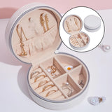 Portable Jewelry Organizer Round Box Earring Holder Display