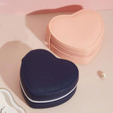 Portable Heart Shape Jewelry Box PU Earring Holder Travel Case