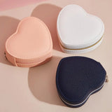Portable Heart Shape Jewelry Box PU Earring Holder Travel Case