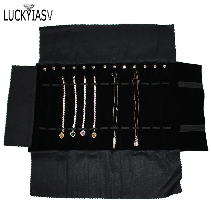 Large Travel Jewelry Roll Bag Necklace Bracelet Storage Organizer