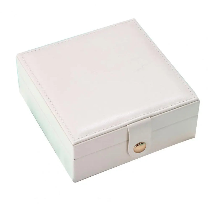 Portable Leather Jewelry Storage Box Organizer Tray for Earrings Necklace Rings