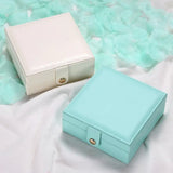 Portable Leather Jewelry Storage Box Organizer Tray for Earrings Necklace Rings