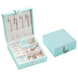 Portable Leather Jewelry Storage Box Organizer Tray for Earrings Necklace Rings