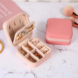 Portable Leather Zipper Jewelry Storage Box With Mirror Travel Jewelry Case